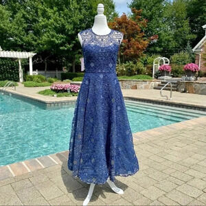 NWT Anthropologie BHLDN x Sara Emanuel Presley Midi Dress Wedding Blue Cocktail